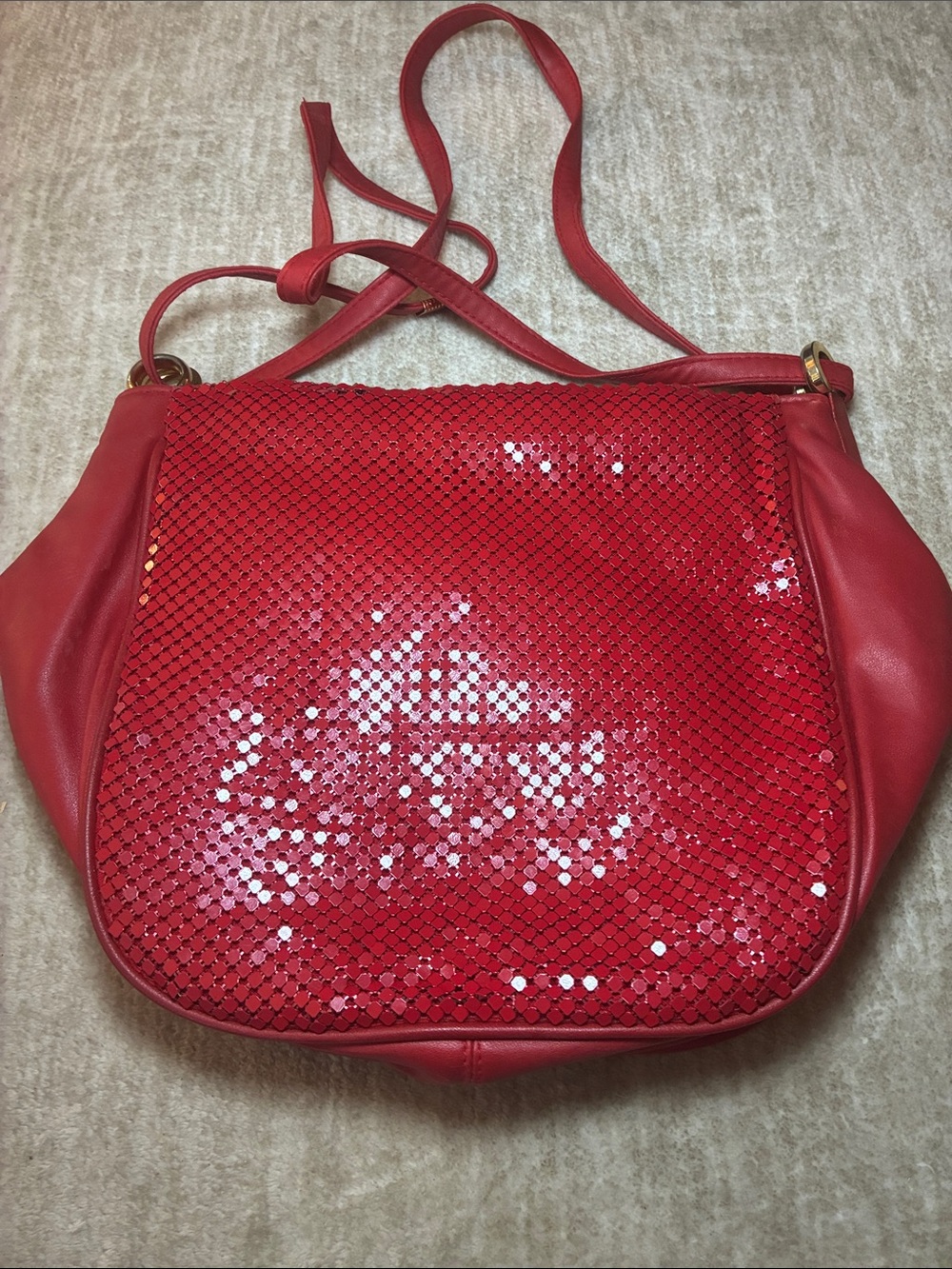 Whiting & Davis Red Sequin Shoulder Bag